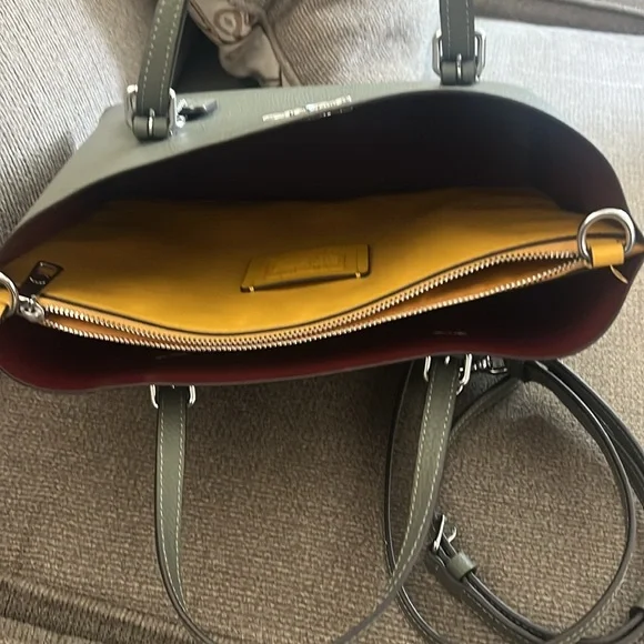 Coach Green Leather Tote with Silver Hardware - Picture 3 of 9